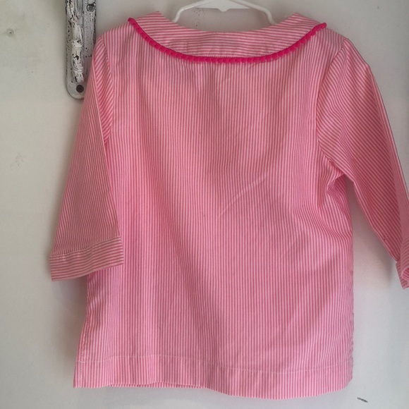 Pink and white stripe tunic with hot pink Pom trim - Picture 4 of 5